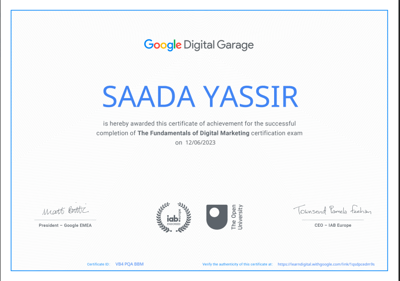 Google Career Certificate in Digital Marketing and E-Commerce